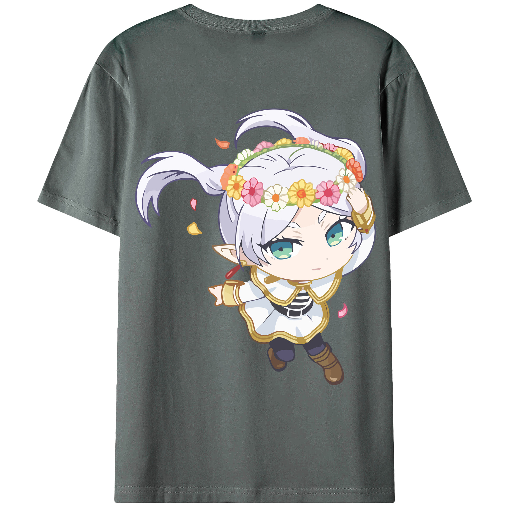 （画像用） 葬送のフリーレン Frieren 綿100％ メンズ半袖Tシャツ（バックプリント） 通気性